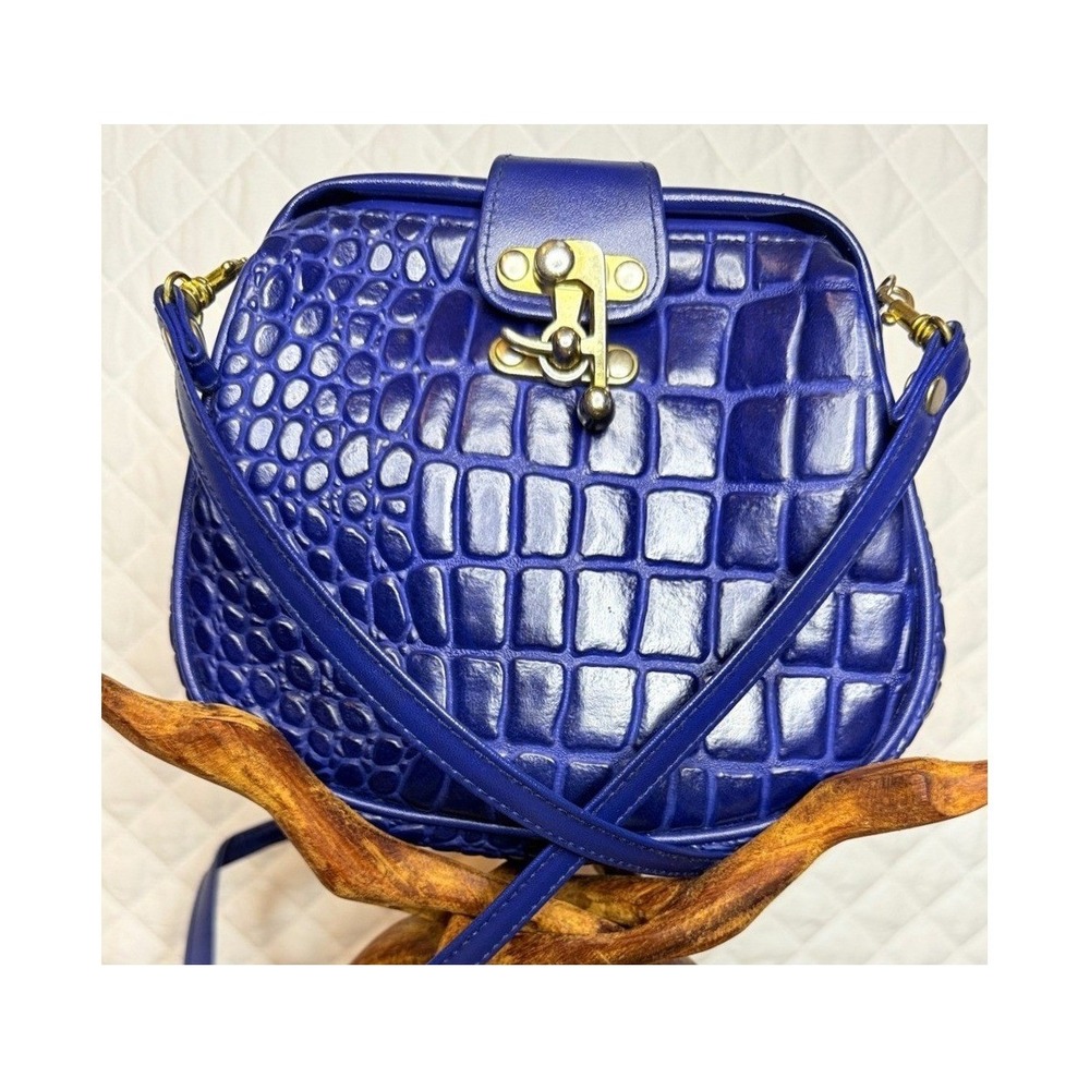 Electric Blue Faux Croc-Embossed Dover Crossbody Retro Futurism Glorious GlamMa